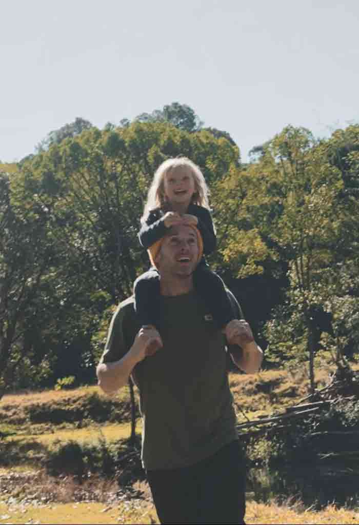 Father with daughter on shoulders